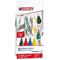 PACK 5 MARCADORES PARA TEXTILES. EDDING 4500-5-S