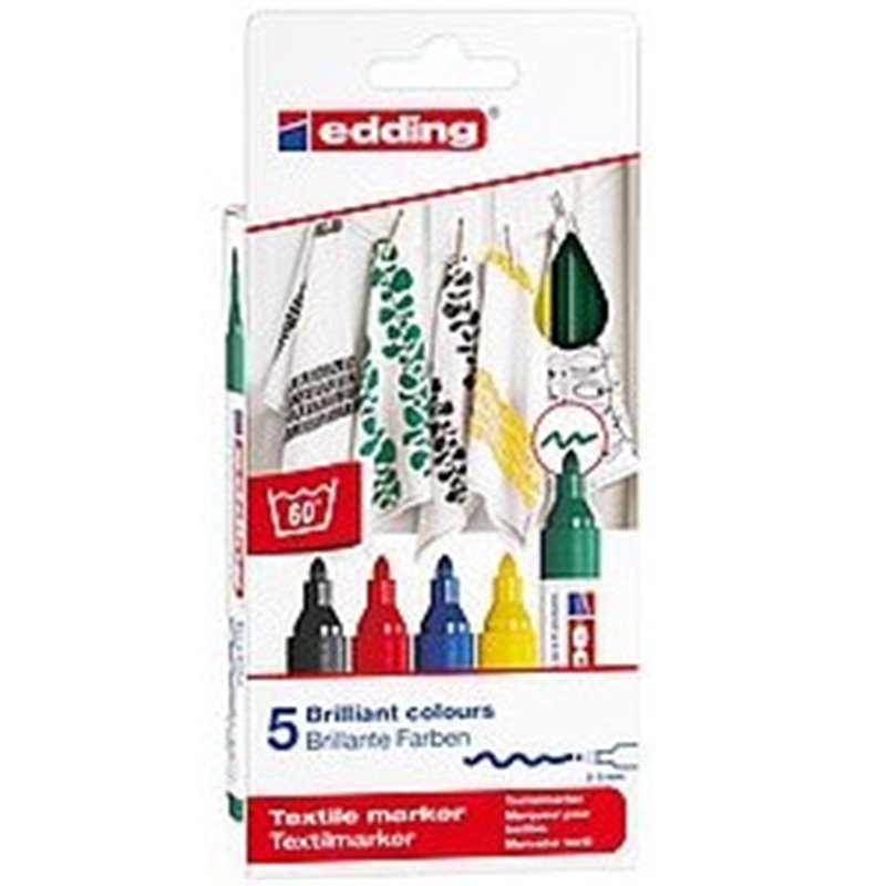 PACK 5 MARCADORES PARA TEXTILES. EDDING 4500-5-S