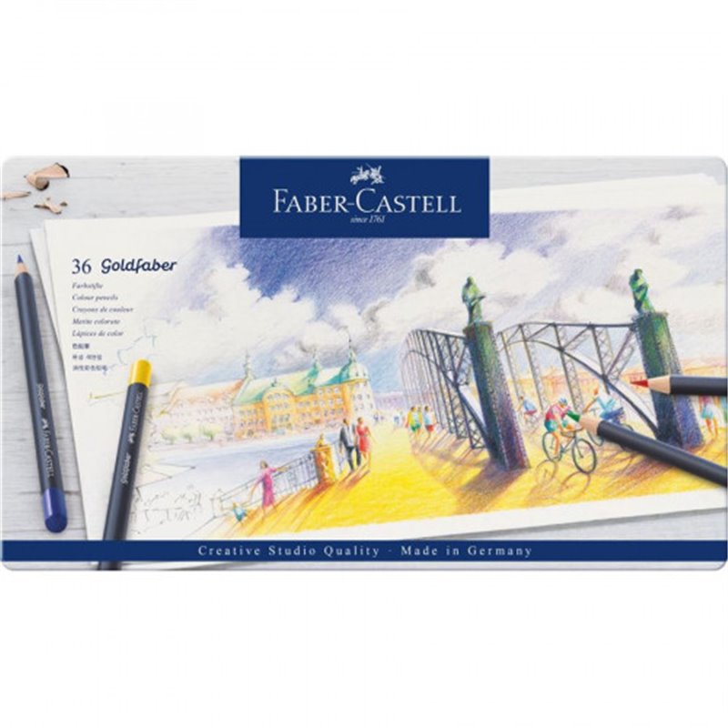 ESTUCHE DE METAL CON 36 LÁPICES DE COLORES GOLDFABER. FABER CASTELL 114736