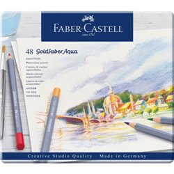 ESTUCHE DE METAL CON 48 LÁPICES DE COLORES ACUARELABLES GOLDFABER. FABER CASTELL 114648