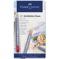 ESTUCHE DE METAL CON 12 LÁPICES DE COLORES ACUARELABLES GOLDFABER. FABER CASTELL 114612