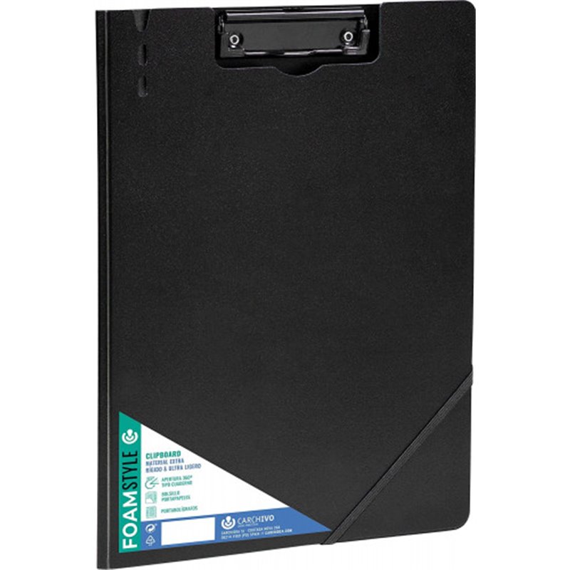 CARPETA C/PINZA A4 POLIPROPILENO RIGIDO FOAM STLYE NEGRO CARCHIVO 63040106