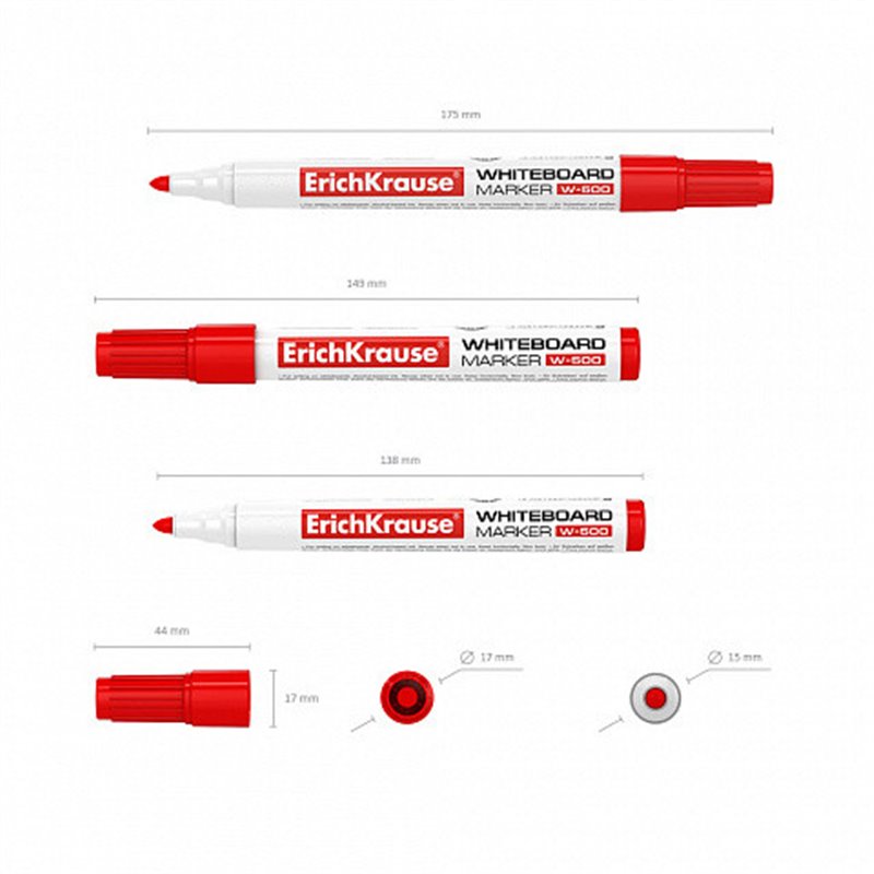 MARCADOR PIZARRA BLANCA W-500, COLOR: ROJO ERICH KRAUSE 12847