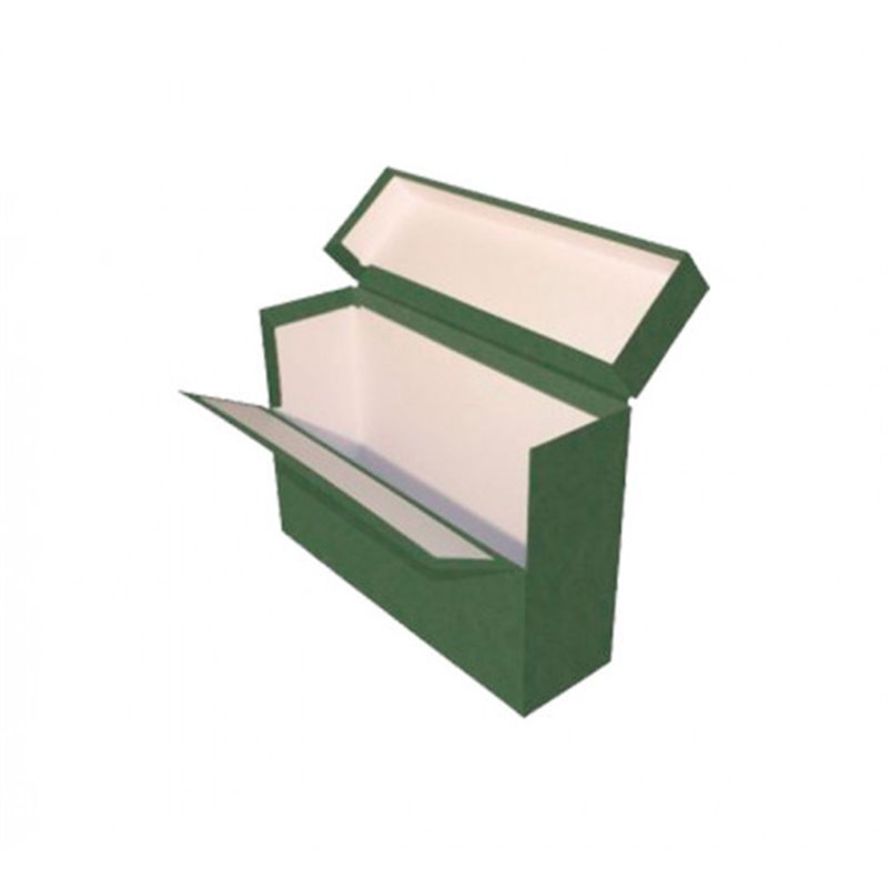 CAJA TRANSFERENCIA FOLIO DOBLE LOMO CARTON FORRADO EN GELTEX (39X25,5X20 CM) VERDE MARIOLA 1689VE