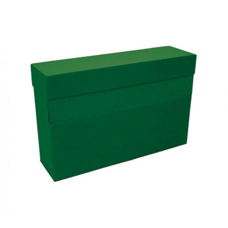 CAJA TRANSFERENCIA A4 CARTON FORRADO EN GELTEX (35X25,5X 11 CM) VERDE MARIOLA 1675VE