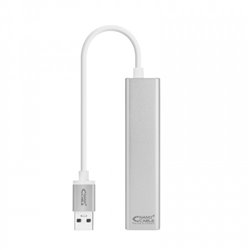 Nanocable Conversor USB 3.0 a Ethernet Gigabit + 3xUSB 3.0, Plata, 15 cm