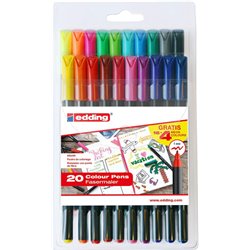 PACK CON 16 ROTULADORES ESTÁNDAR + 4 ROTULADORES PASTEL S/C 1200 EDING E1200-20-BTS