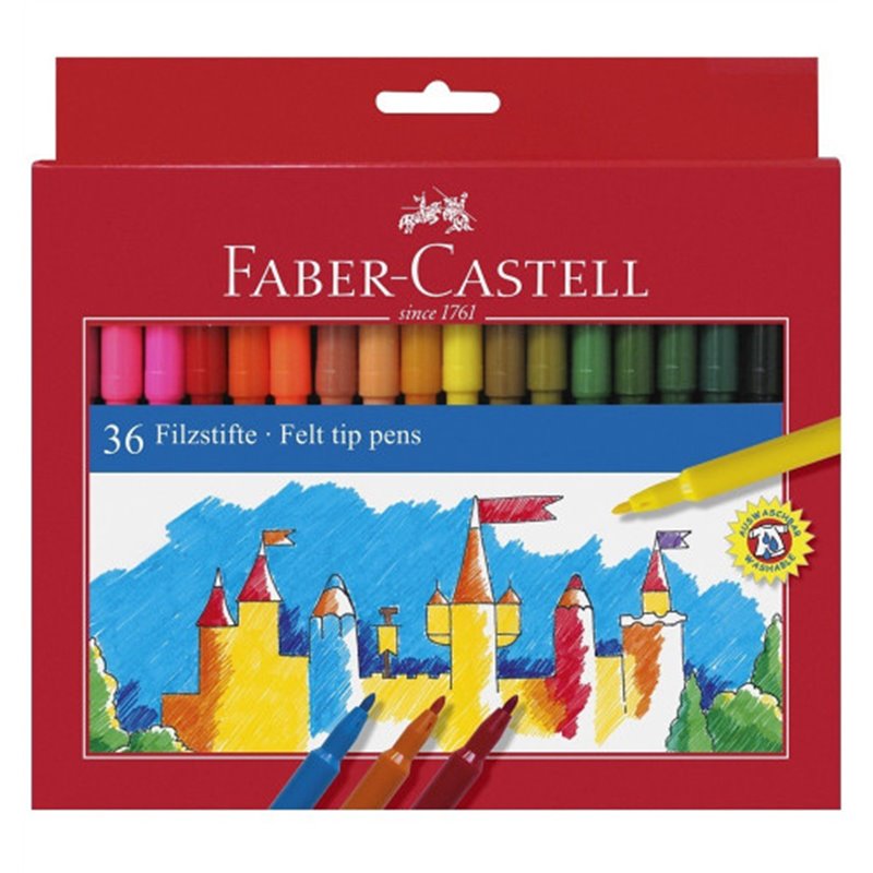 ESTUCHE CARTÓN 36 ROTULADORES ESCOLARES FABER CASTELL 554203