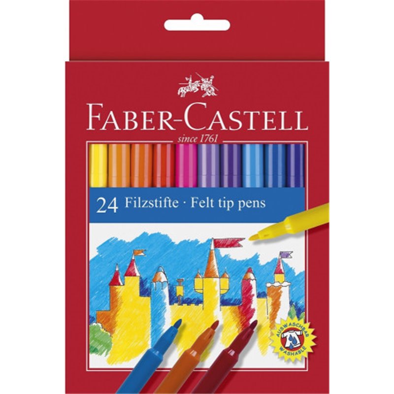 ESTUCHE CARTÓN 24 ROTULADORES ESCOLARES FABER CASTELL 554202