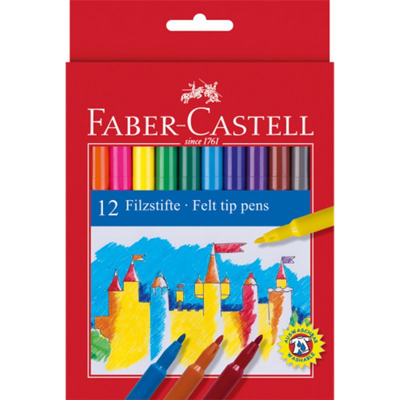 ESTUCHE CARTÓN 12 ROTULADORES ESCOLARES FABER CASTELL 554201