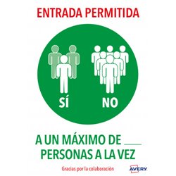 SEÑALES ADHESIVOS PREIMPRESO  "ENTRADA PERMITIDA" SOBRE DE 2 HOJAS EN A4 AVERY AV_KITCOVID6_ES