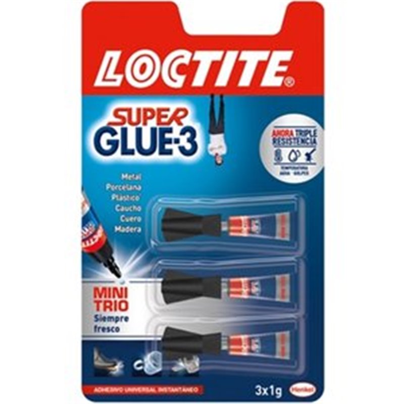 PEGAMENTO SUPER GLUE 3 MINI TRIO 3+1 GRMS