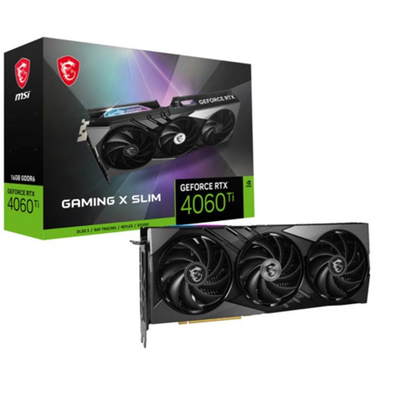 VGA MSI RTX 4060 TI GAMING X SLIM 16G,NV,RTX4060TI,GDDR6,16GB,128BIT,HDMI+3DP (3 VENTILADORES)