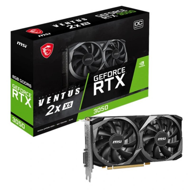 VGA MSI RTX 3050 VENTUS 2X XS 8G OC,NV,RTX3050,GDDR6,8GB,128BIT,HDMI+3DP,TORX FAN 3.0,2 VENTILADORES