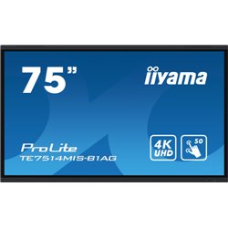 iiyama TE7514MIS-B1AG pantalla de señalización Panel plano interactivo 190,5 cm (75") LCD Wifi 435 cd / m² 4K Ultra HD Negro Pan