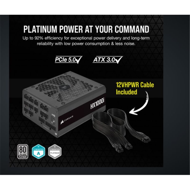 FUENTE ALIMENT. CORSAIR HX1000I 1000 WATT 80+ PLATINUM PCI E5 ATX 3.0 CP-9020259-EU