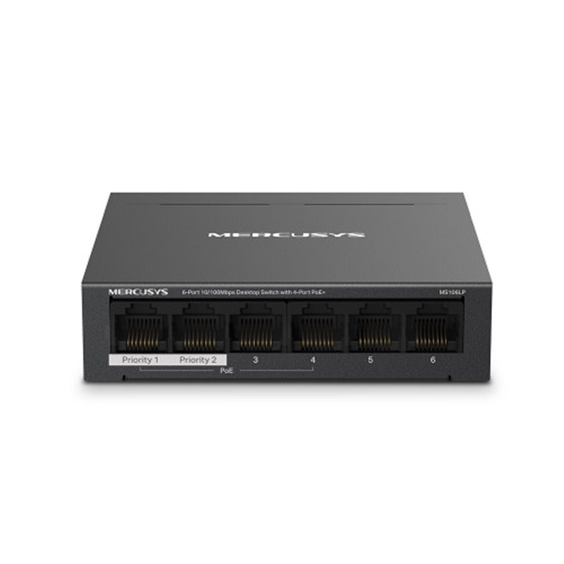 Mercusys MS106LP switch Gestionado Fast Ethernet (10/100) Energía sobre Ethernet (PoE) Negro