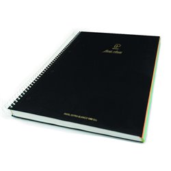 CUADERNO FIRST CLASS A5 TAPA NEGRA FORRADA MICROPERFORADO 120H 100GR TALADROS 5X5 BANDA 5 COLORES PACSA 16036