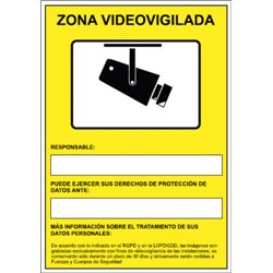 SEÑAL HOMOLOGADA AVISO CAMARAS DE VIGILANCIA 24 HORAS 210x297MM PVC AMARILLO ARCHIVO2000 6172-09 AM