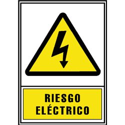 SEÑAL HOMOLOGADA AVISO RIESGO ELECTRICO 210x297MM PVC AMARILLO ARCHIVO2000 6172-03 AM