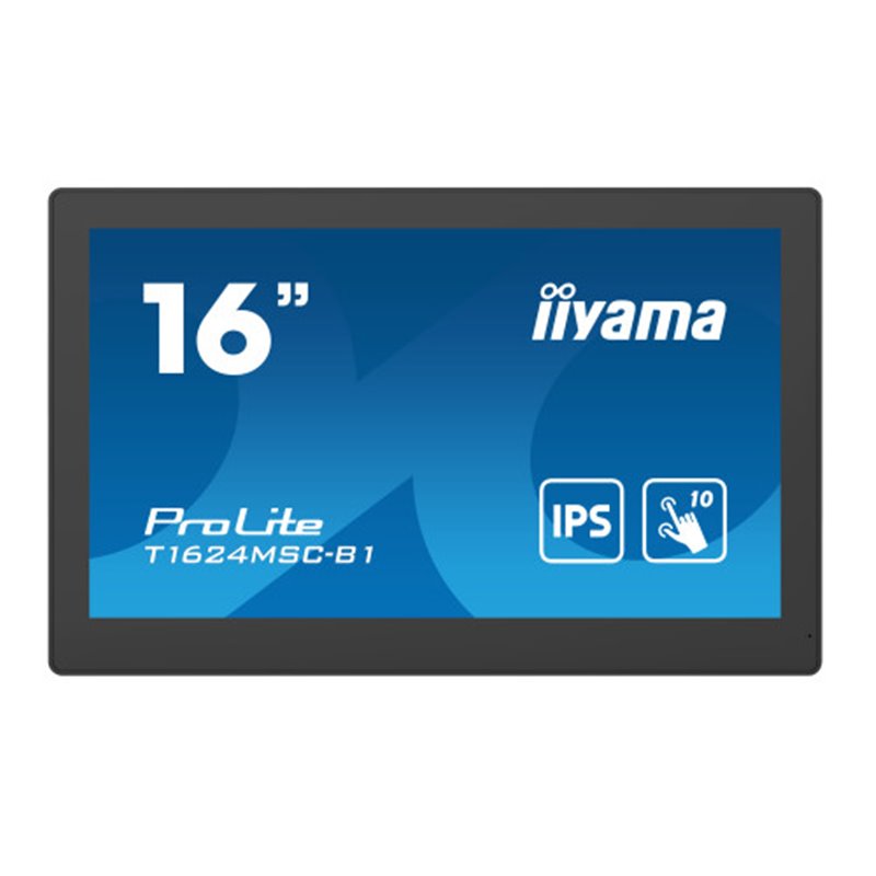 iiyama T1624MSC-B1 pantalla de señalización Panel plano interactivo 39,6 cm (15.6") IPS 450 cd / m² Full HD Negro Pantalla tácti