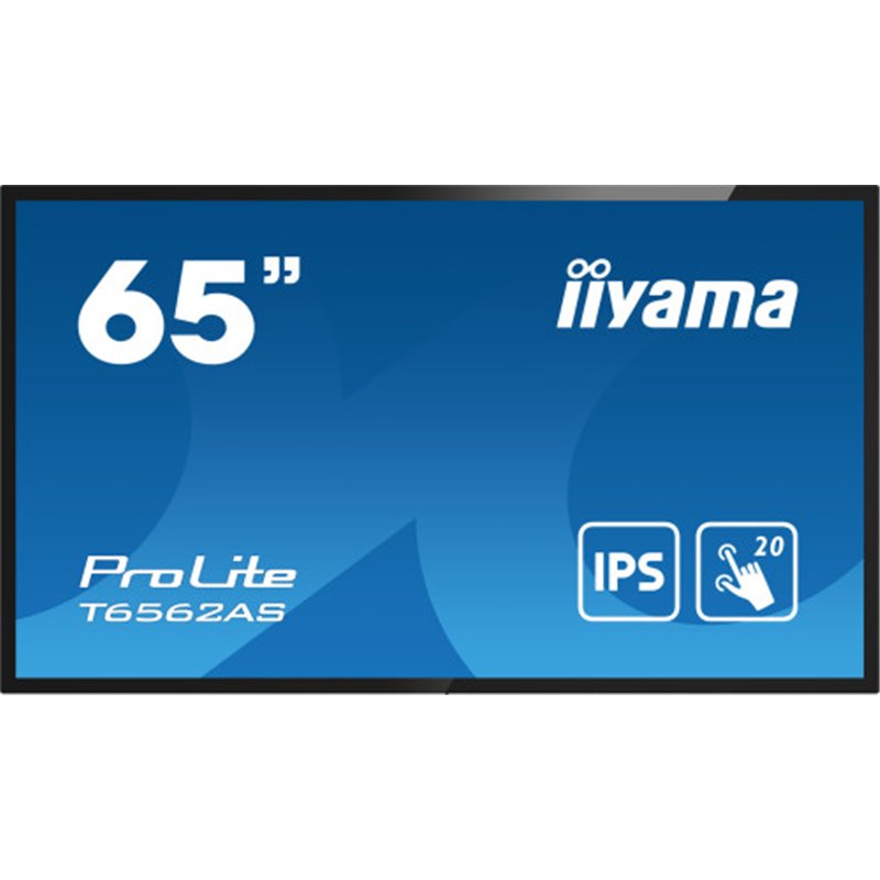 iiyama T6562AS-B1 pantalla de señalización Panel plano interactivo 163,8 cm (64.5") IPS 500 cd / m² 4K Ultra HD Negro Pantalla t