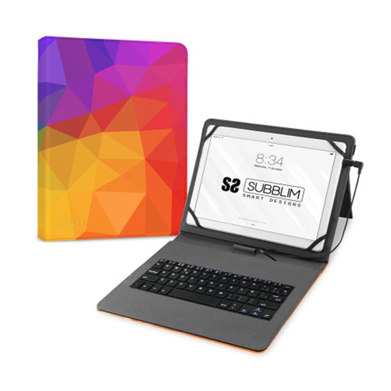 FUNDA CON TECLADO MICRO USB – TYPE C KEYTAB USB 11" TRIANGULOS