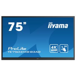 iiyama TE7504MIS-B3AG pizarra y accesorios interactivos 190,5 cm (75") 3840 x 2160 Pixeles Pantalla táctil Negro