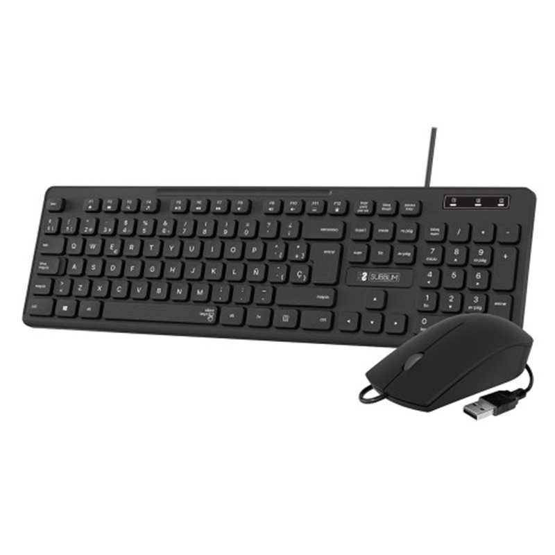 SUBBLIM Teclado Ergonómico y ratón Combo Business Slim Silencioso con cable USB