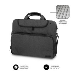 SUBBLIM Maletín Ordenador Air Padding Laptop bag 13,3-14" Gris Oscuro