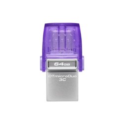 Kingston Technology DataTraveler microDuo 3C unidad flash USB 64 GB USB Type-A / USB Type-C 3.2 Gen 1 (3.1 Gen 1) Púrpura, Acero