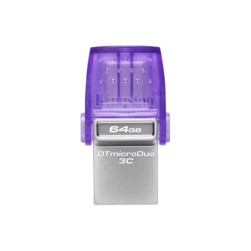 Kingston Technology DataTraveler microDuo 3C unidad flash USB 64 GB USB Type-A / USB Type-C 3.2 Gen 1 (3.1 Gen 1) Púrpura, Acero