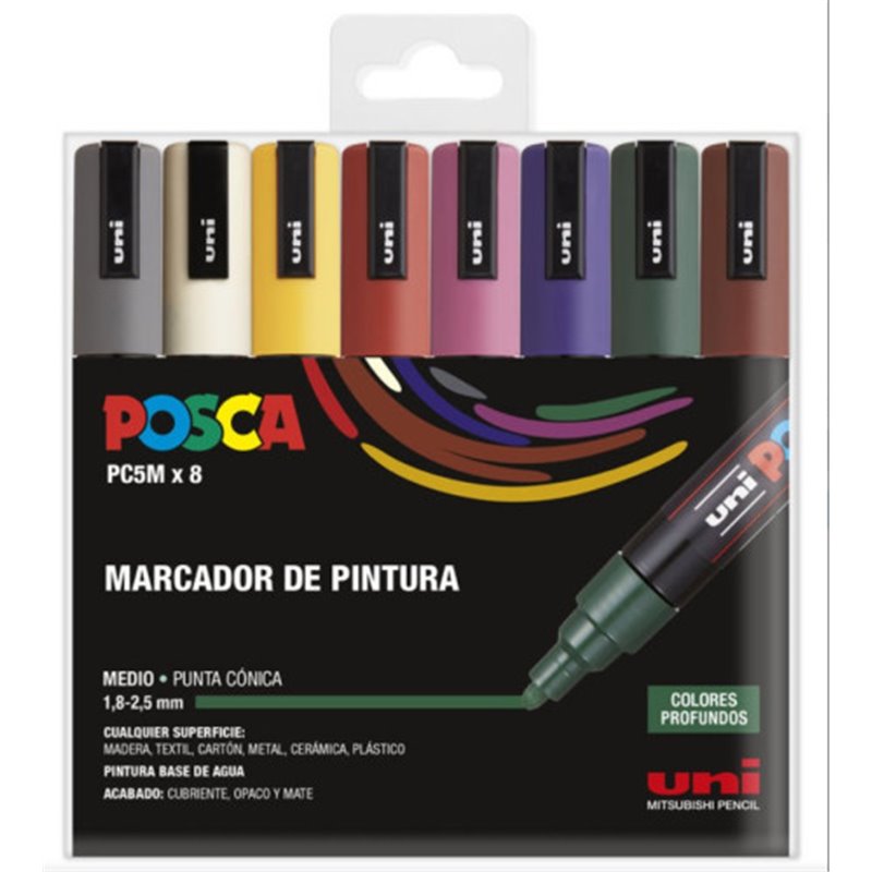 ESTUCHE 8 UDS. PC-5M OSCUROS POSCA UNIBALL 182634809