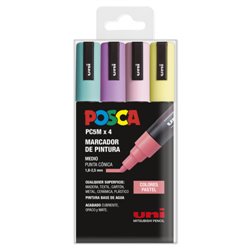 ESTUCHE 4 UDS. PC-5M PASTEL POSCA UNIBALL 182634811