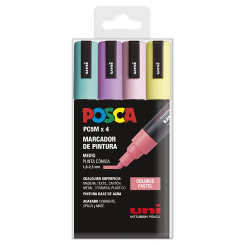 ESTUCHE 4 UDS. PC-5M PASTEL POSCA UNIBALL 182634811