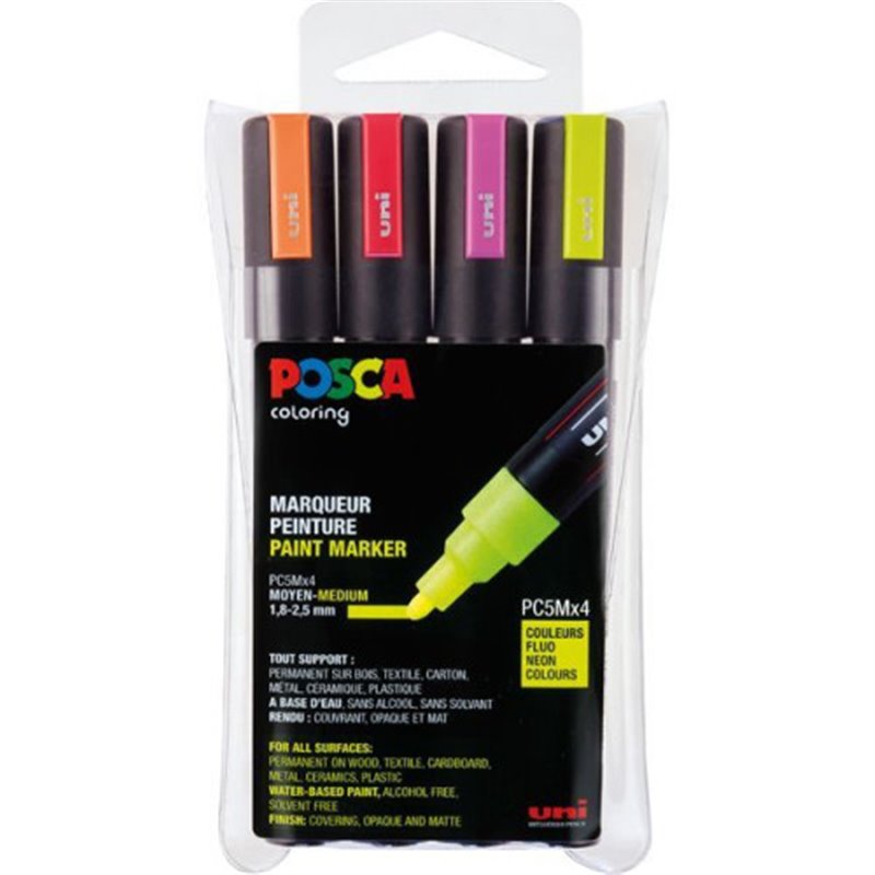 ESTUCHE 4 UDS. PC-5M FLUOR POSCA UNIBALL 182634682