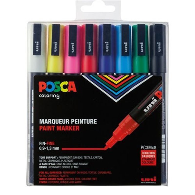 ESTUCHE 8 UDS. PC-3M BASIC POSCA UNIBALL 182634670