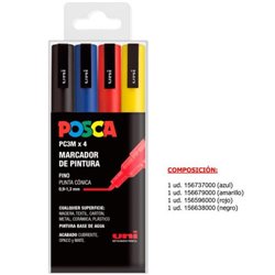 ESTUCHE 4 UDS. PC-3M BASIC POSCA UNIBALL 182634672