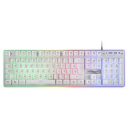 Mars Gaming MK220W Blanco, Teclado Gaming H-Mech, FRGB Rainbow y Halo, Antighosting, Idioma Español