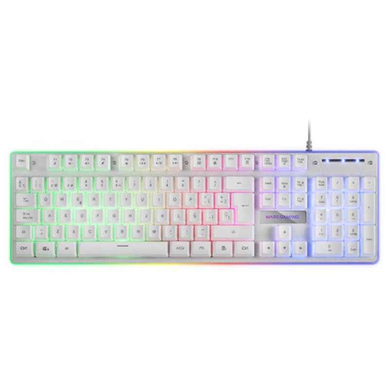 Mars Gaming MK220W Blanco, Teclado Gaming H-Mech, FRGB Rainbow y Halo, Antighosting, Idioma Español