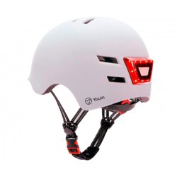 YOUIN CASCO CON LED FRONTAL Y TRASERO BLANCO   (TALLA M)