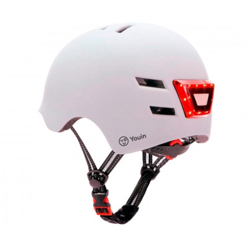 YOUIN CASCO CON LED FRONTAL Y TRASERO BLANCO   (TALLA M)