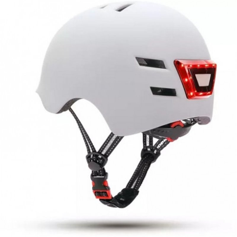 YOUIN CASCO CON LED FRONTAL Y TRASERO BLANCO  (TALLA L)