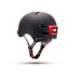 YOUIN CASCO CON LED FRONTAL Y TRASERO NEGRO   (TALLA M)