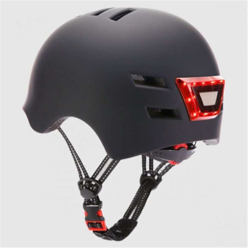 YOUIN CASCO CON LED FRONTAL Y TRASERO NEGRO  (TALLA L)