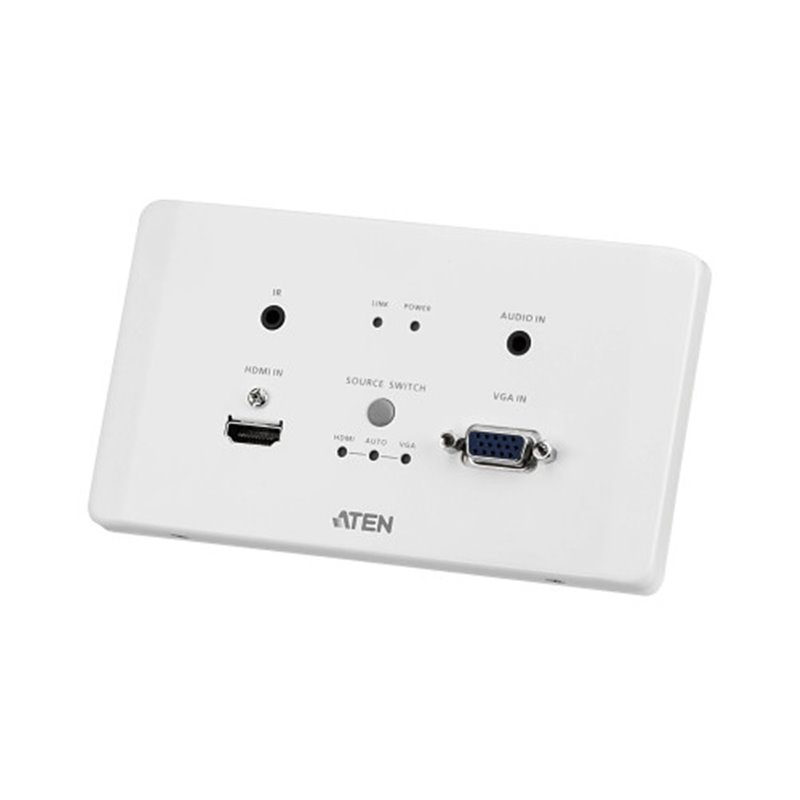 ATEN Transmisor encastrable (EU) HDMI y VGA HDBaseT con embellecedor / POH (4K a 100 m) (HDBaseT Clase A)