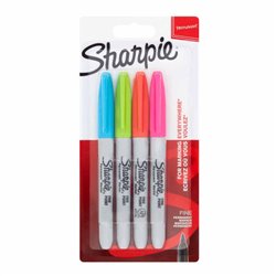 Sharpie 2065403 marcador permanente Fibre tip Azul, Verde, Naranja, Rosa 4 pieza(s)