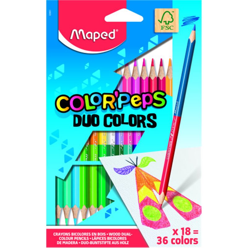 ESTUCHE 18  LÁPICES DE COLORES COLOR'PEPS DUO. BICOLOR MAPED 829601FC