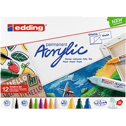 Edding Acrylic Negro, Azul, Verde, Azul claro, Verde claro, Rosa, Púrpura, Rojo, Blanco, Amarillo 12 pieza(s)