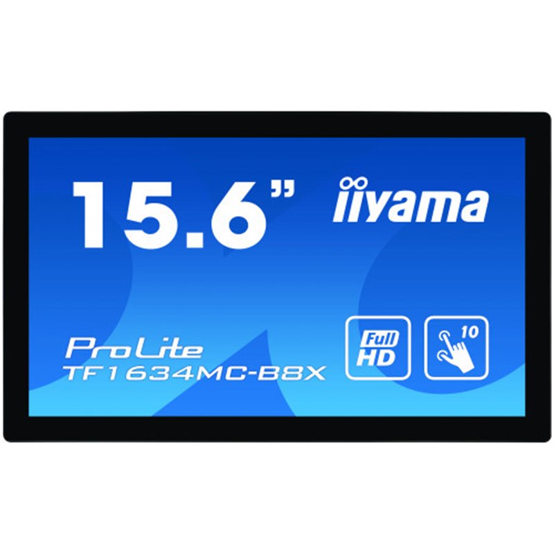 iiyama ProLite TF1634MC-B8X monitor pantalla táctil 39,6 cm (15.6") 1920 x 1080 Pixeles Multi-touch Multi-usuario Negro